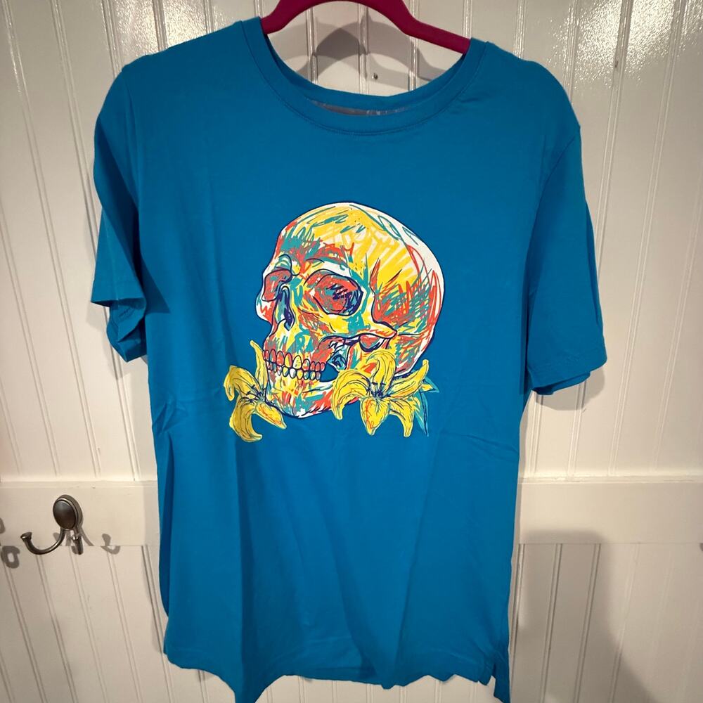Robert Graham BlueTropical Skull T Shirt Size Medium